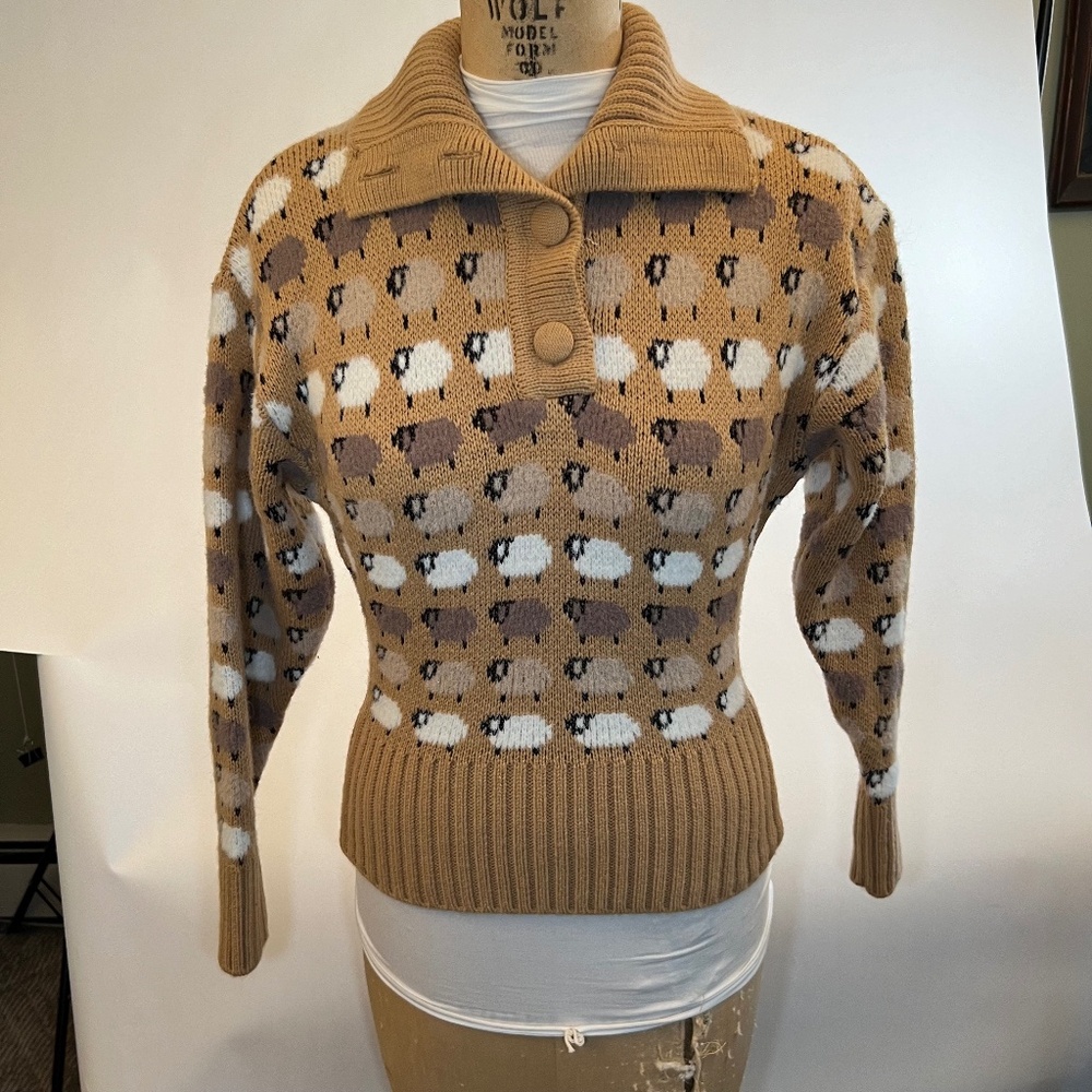 Zara Sheep Beige Jumper Bloggers Sweater Size Small